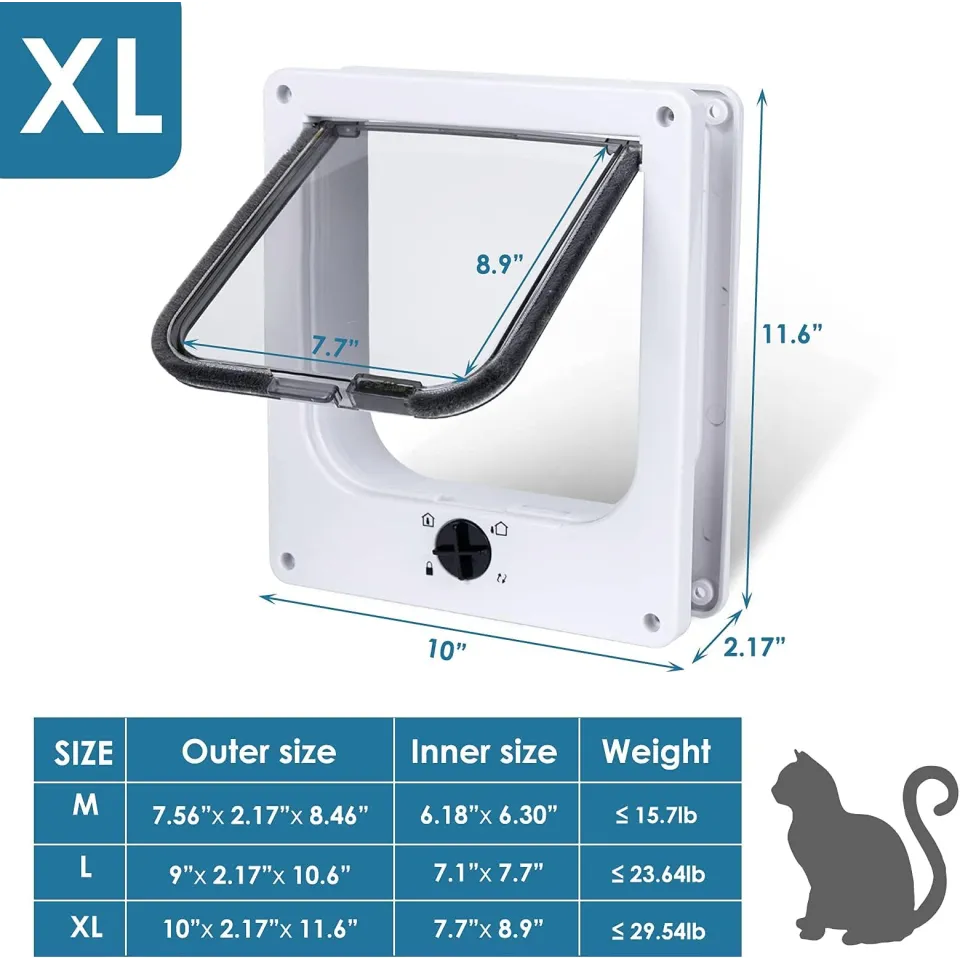 درب تردد گربه و سگ سایز Cat 4-way Flap Door - XL