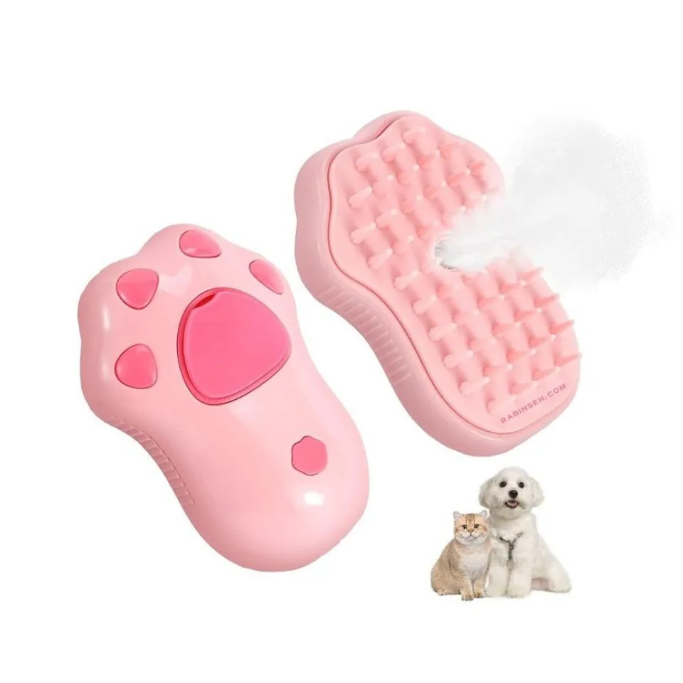 برس و ماساژور بخار گربه و سگ شارژی طرح پنجه Electric Vapor Spray Massage Brush-Paw