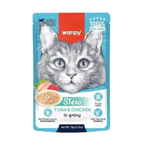 پوچ گربه ونپی مرغ و ماهی تن در سس گریوی (70 گرم)