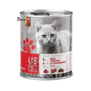 کنسرو گربه یو اس پت گاو ، گوزن و کران بری (800 گرم)