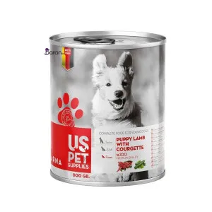 کنسرو توله سگ یو اس پت بره و کدو سبز (400 گرم)