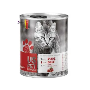 کنسرو گربه یو اس پت گوشت گاو خالص (400 گرم)