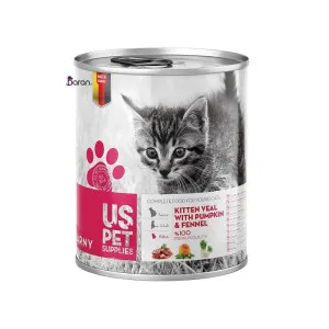 کنسرو بچه گربه یو اس پت گوساله، کدو تنبل و رازیانه (400 گرم)