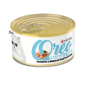 کنسرو گربه اورئو فیله مرغ و ماهی (120 گرم)