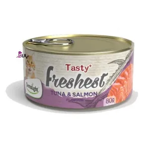 کنسرو گربه دنتالایت ماهی تن و سالمون (80 گرم)