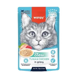 پوچ گربه ونپی مرغ و ماهی تن در سس گریوی (70 گرم)