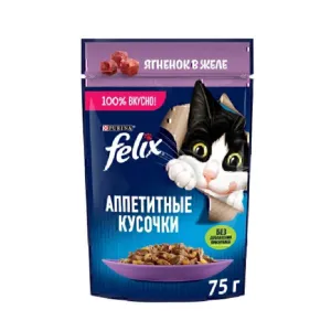 پوچ گربه فلیکس گوشت بره در ژله