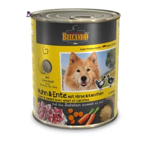 کنسرو سگ بلکاندو مرغ و اردک با دانه ارزن و هویج (800 گرم)