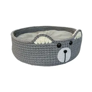 جای خواب بافتی طرح گربه طوسی