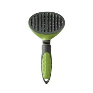 برس سگ و گربه با دکمه تخلیه و دسته منعطف-سبز