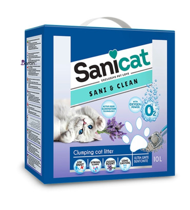 خاک توالت گربه سانی کت آنتی باکتریال لوندر (10 لیتر)