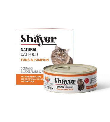 کنسرو نچرال گربه شایر ماهی تن و کدو حلوایی : Shayer Tuna and Pumpkin