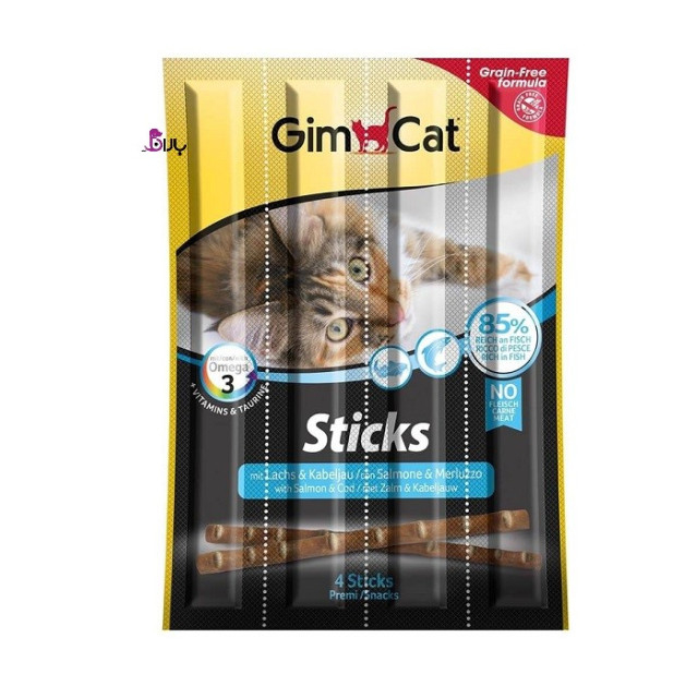تشویقی مدادی گربه جیم کت حاوی سالمون و ماهی کاد GimCat Sticks Salmon & Cod