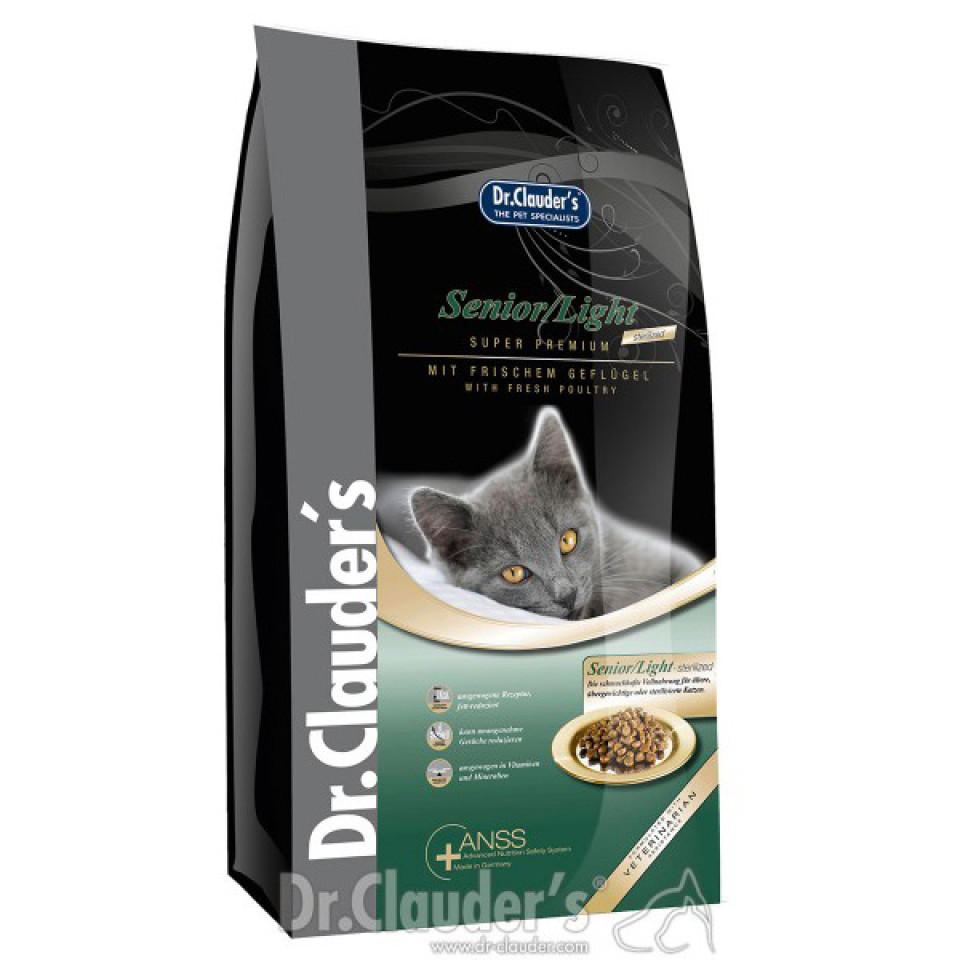 غذای خشک گربه دکتر کلادرز مخصوص گربه بالغ عقیم شده یا چاق یا سن بالا ::  Dr.Clauder's Senior Light